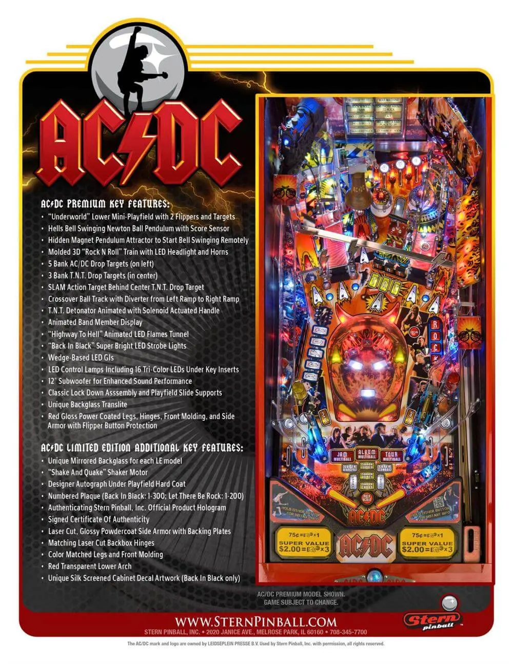 AC/DC Premium Pinball Machine by Stern Pinball for sale in Australia